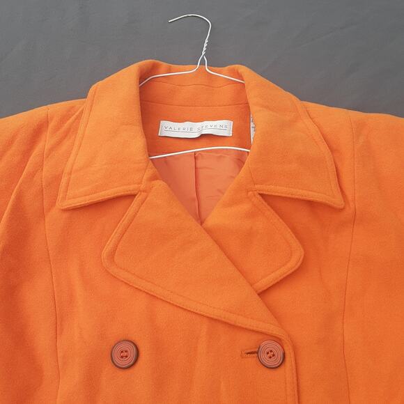 Valerie Stevens Coat Womens 14 Orange Wool Angora Button up Lined Outdoor EUC - Picture 2 of 9